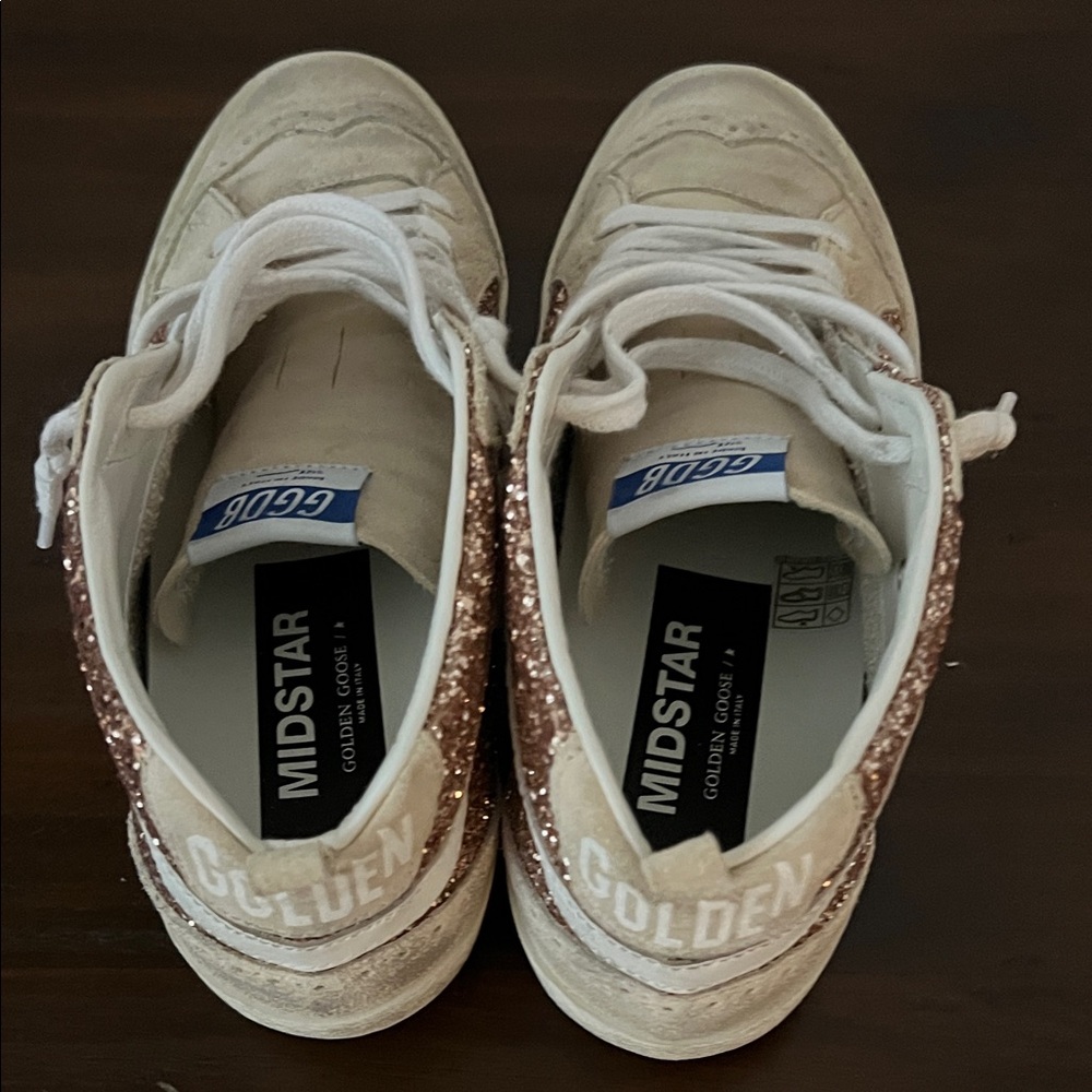 Golden Goose Midstar Women's Sneakers - Rose Gold Glitter and White - Picture 13 of 14